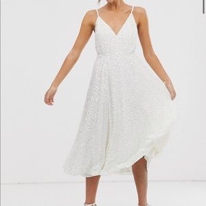 NWT ASOS EDITION Eva embellished cami midi wedding dress, size 4
